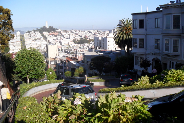 Visitors to San Francisco enjoy Lombard Street,