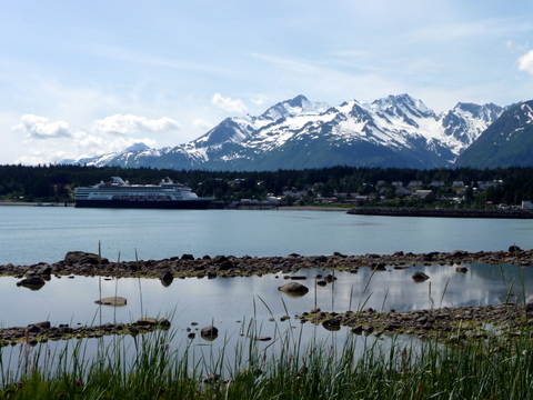 Holland America cruise ship in port in Haines, Alaska