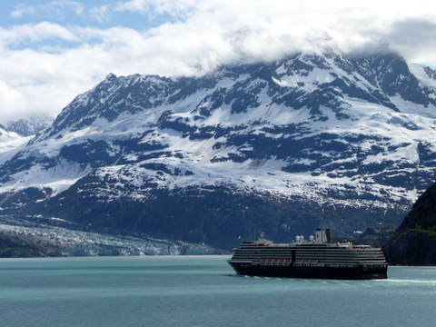 sailing into Glacier Bay, Alaska by cruise ship