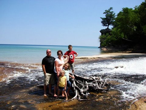 Amanda Krill and her family at Chapel Beach in Pictured Rocks National Park, Upper Peninsula, Michigan.