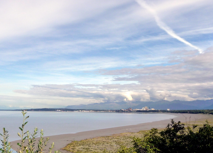 Downtown Anchorage, Alaska as viewed from Earthquake Park.