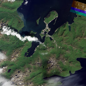 A NASA satellite view of Dutch Harbor, Alaska.