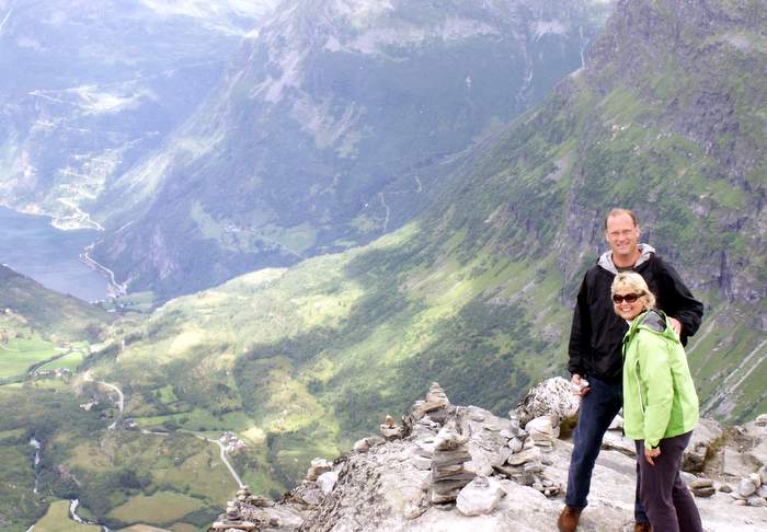 At the top of Dalsnibba, overlooking Geiranger, Norway