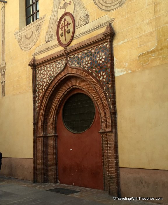 The door of the Catholic Church of Santiago Apóstol, in Malaga, Spain