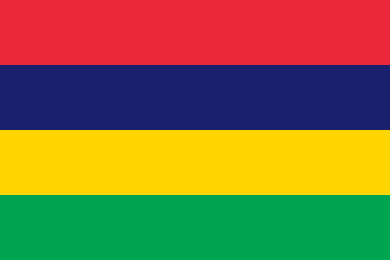 The flag of Mauritius has fours bands of color.