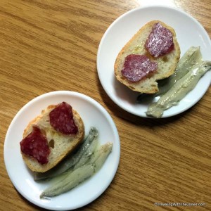 fuet and pickled anchovies, Devour Barcelona Food Tour