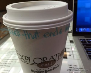 coffee at the Explorations Cafe on Holland America's Nieuw Amsterdam cruise ship