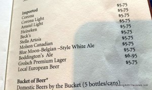 beer list, Holland America Nieuw Amstersdam