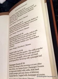 cocktail list, Holland America Line