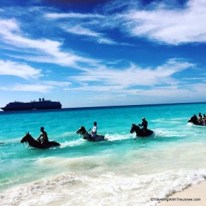 "Land & Sea" horse riding at Half Moon Cay, Bahamas