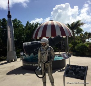 replica of Astronaut John Glenn and her Mercury spaceship