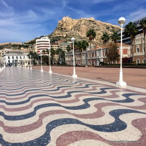 red, black and cream marble tiles pave the Explanada de Espana in Alicante, Spain