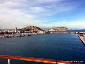 sailing away from Alicante, Spain on Holland America's Nieuw Amsterdam