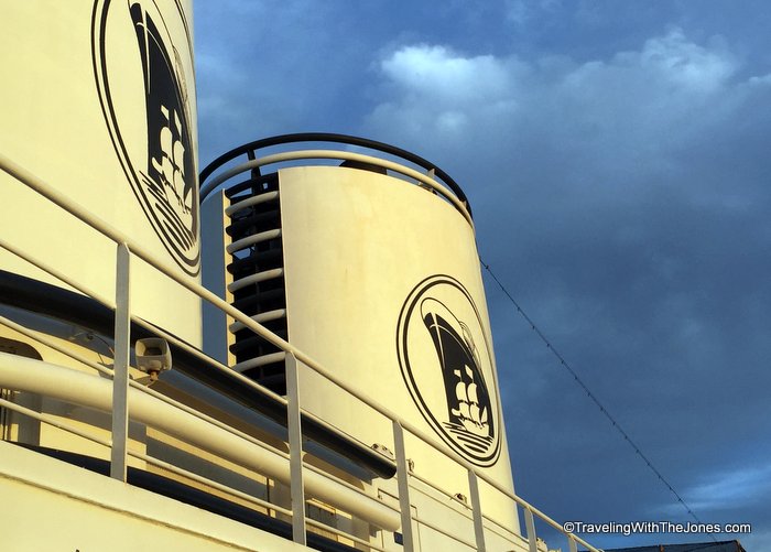  twin stacks bearing the Holland America Line logo on the Zuiderdam