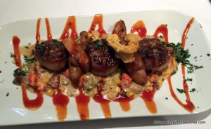 Blackened Scallops, Lobster & tasso maque choux, Restaurant Rebirth, New Orleans