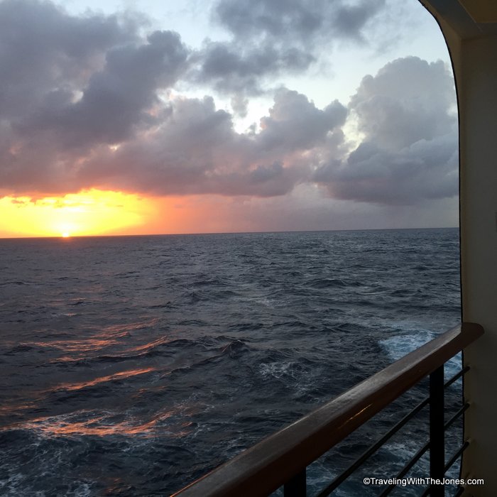 sunsest during walk on wrap around deck, Zuiderdam, Holland America