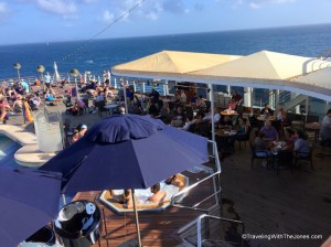 outdoor seating for Lido restaurant, Zuiderdam, Holland America Line
