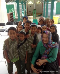 with children at Al Markaz Al Mosque, Makassar (Ujung Pandang), Indonesia