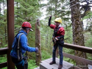 the first zip, Rainforest Canopy & Zipline Expedition – Ketchikan, Alaska