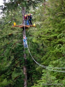 zipping one at a time, Rainforest Canopy & Zipline Expedition – Ketchikan, Alaska
