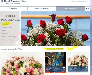 beverage card purchase, Holland America website