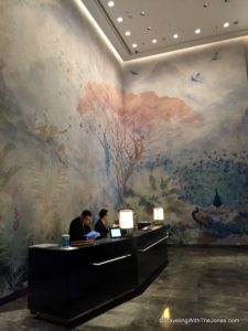 lobby reception and mural, Taipei Marriott hotel