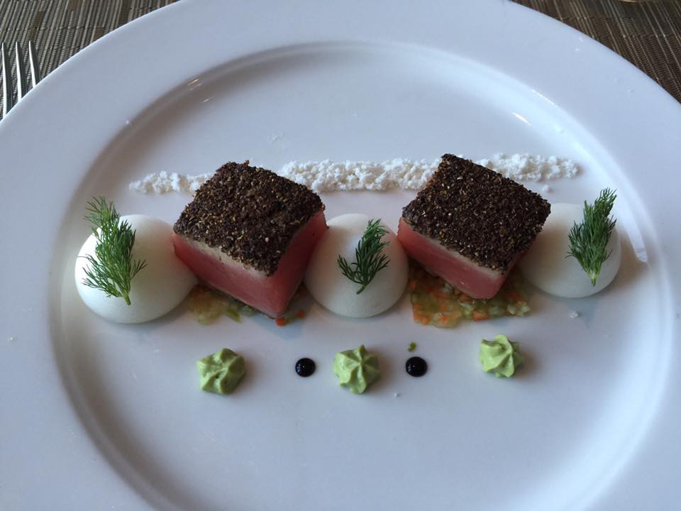 Spicy Tuna Tataki at The Chef's Table, onboard the Viking Star. Photo by Ken Shanahan.