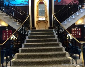 sweeping staircase, Adonia cruise ship, fathom