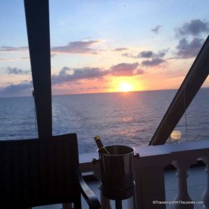 sunset view, Ocean Grill restaurant, Fathom Adonia