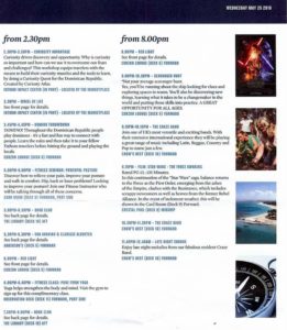 Fathom DR cruise daily program, day 4, evening