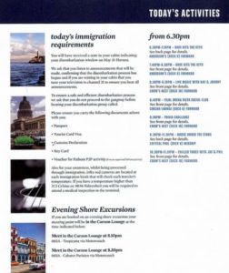 Day 3, Fathom cruise to Cuba daily program (evening schedule)