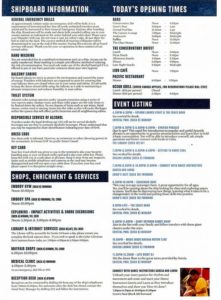 Fathom Cuba cruise daily program, day 1 back