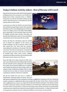 Day 3, Fathom cruise to Cuba daily program (details of Best of Havana bus tour)