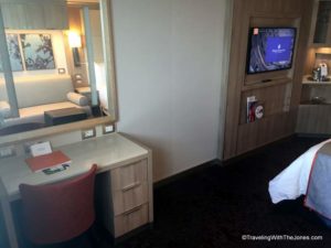 desk, stateroom 11001, Koningsdam cruise ship, Holland America