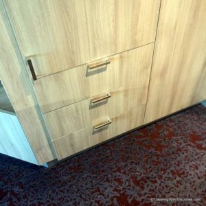 deep drawers, stateroom 11001, Koningsdam cruise ship, Holland America