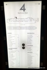 elevator directory signs, ms Koningsdam, Holland America Line