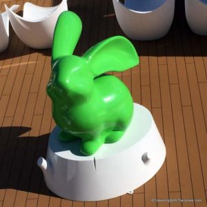 Green bunny, The Retreat, Deck 12 Observation Deck, Koningsdam, Holland America Line
