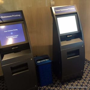 self-service bill printing kiosks, ms Koningsdam, Holland America