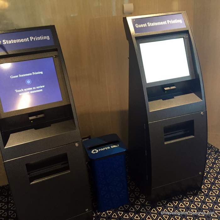 self-service bill printing kiosks, ms Koningsdam, Holland America