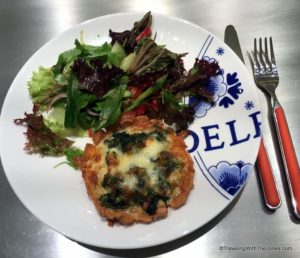 Vegetable quiche and salad, Grand Dutch Cafe, Koningsdam, Holland America Line