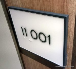door plate, stateroom 11001, Koningsdam cruise ship, Holland America