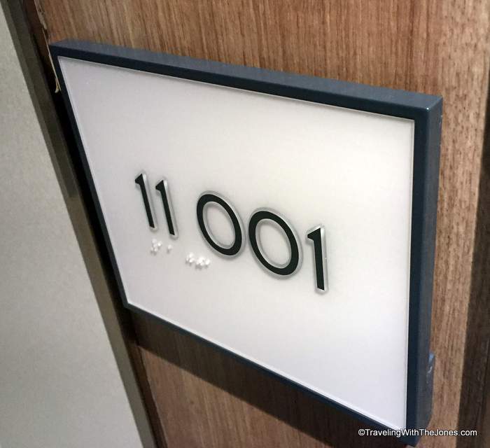door plate, stateroom 11001, Koningsdam cruise ship, Holland America