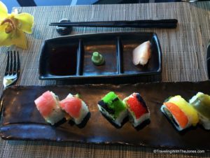 sushi roll appetizer, Tamarind Restaurant, Holland America's Koningsdam cruise ship