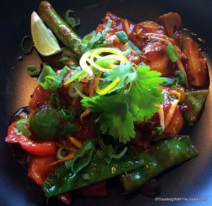 Thai Basil Szechuan Shrimp, Tamarind Restaurant, Holland America's Koningsdam cruise ship