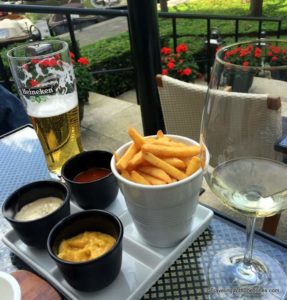 drinks and frits, garden terrace, Hilton Amsterdam Hotel