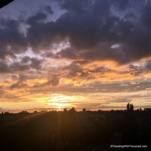 sunset view from Room 501, Hilton Amsterdam Hotel
