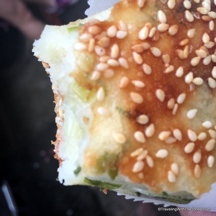 close-up of Thousand layer big bread, Taipei Eats Food Tour. Taipei, Taiwan