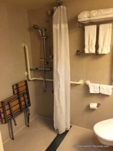 shower, wheelchair accessible, cabin 2555, ms Rotterdam cruise ship, Holland America