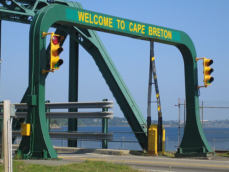 Bridge to Cape Breton Island from Canso Causeway in Nova Scotia, Canada 