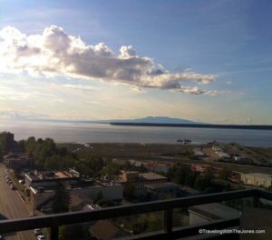 view "Sleeping Lady" (Mt Susitna) from the Hilton Anchorage.)